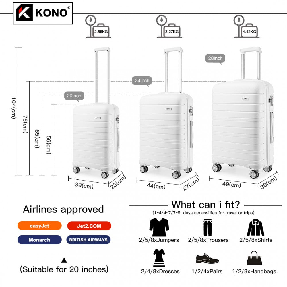 Kono K2091L Hard Shell Suitcase With TSA Lock