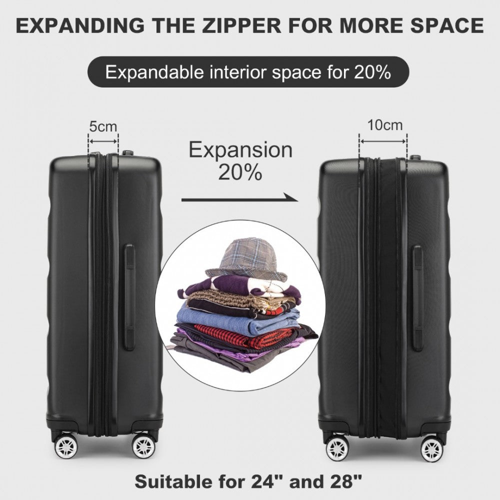 Kono Traveler 4 Wheel Lightweight Hard Shell Suitcase With TSA Lock