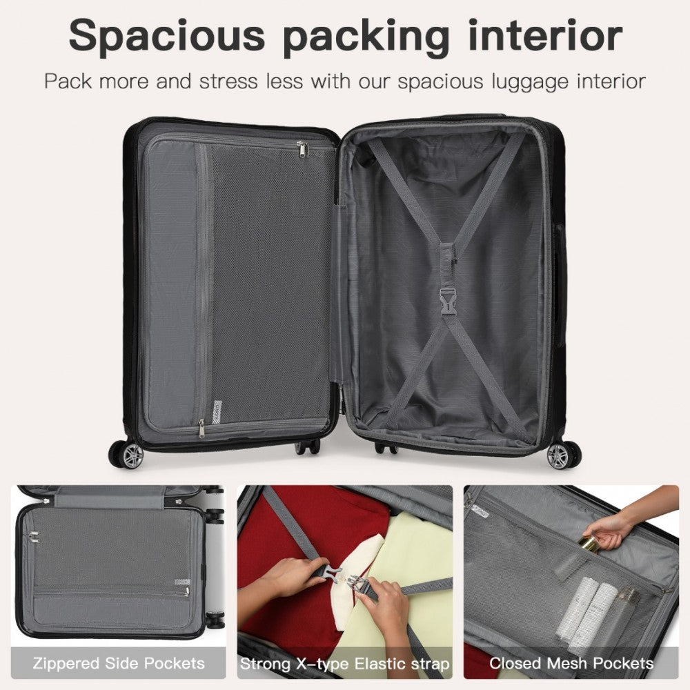 Kono Traveler 4 Wheel Lightweight Hard Shell Suitcase With TSA Lock