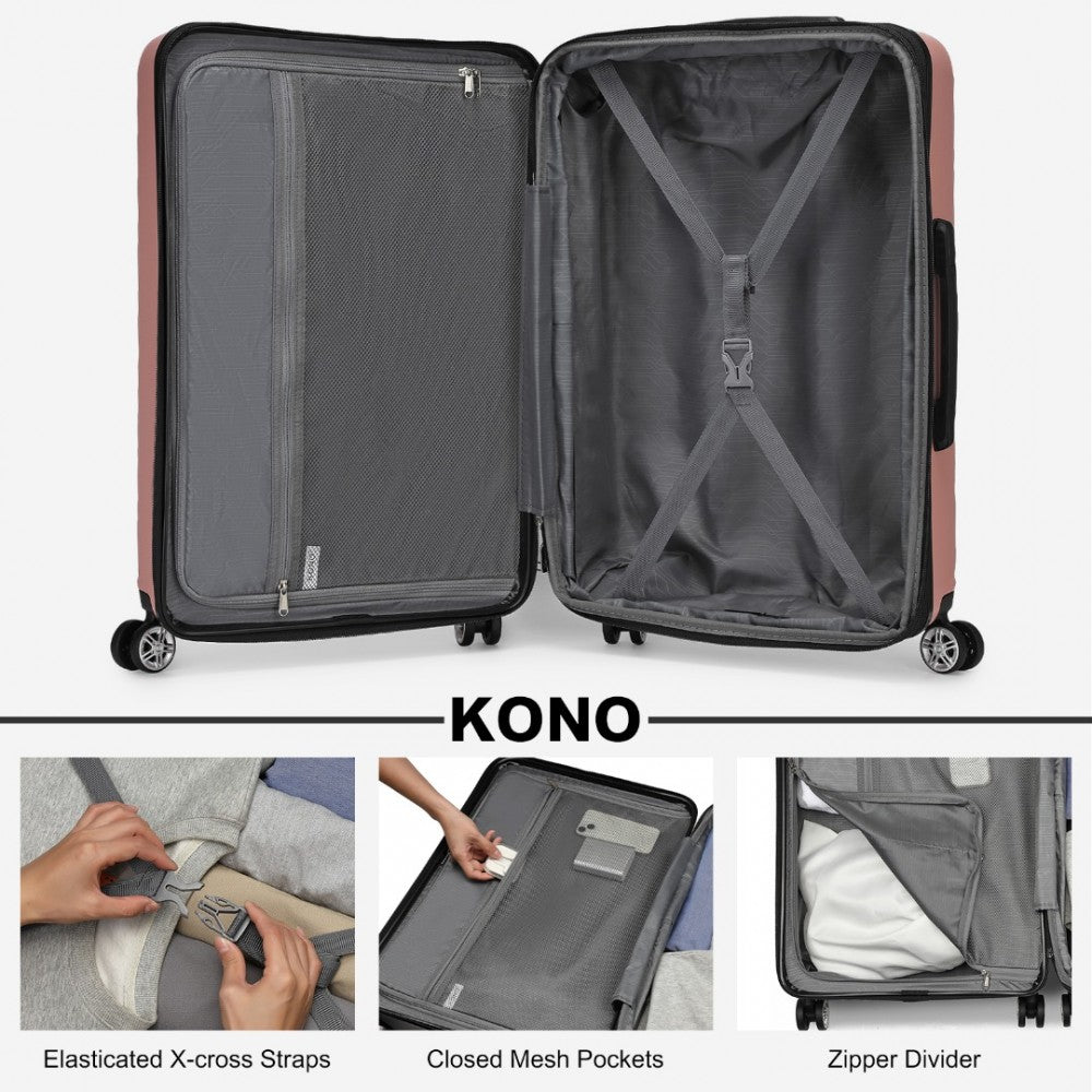 Kono Traveler 4 Wheel Lightweight Hard Shell Suitcase With TSA Lock