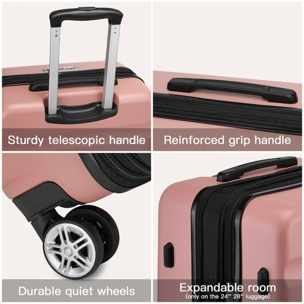 Kono Traveler 4 Wheel Lightweight Hard Shell Suitcase With TSA Lock