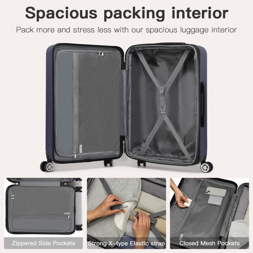 Kono Traveler 4 Wheel Lightweight Hard Shell Suitcase With TSA Lock