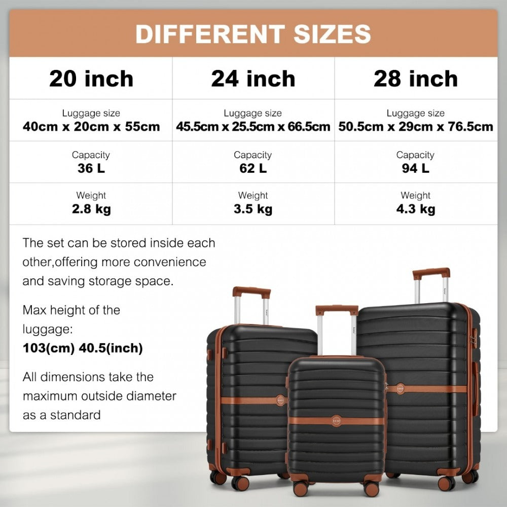 Kono Holiday Lightweight 4 Wheel Suitcase With TSA Lock
