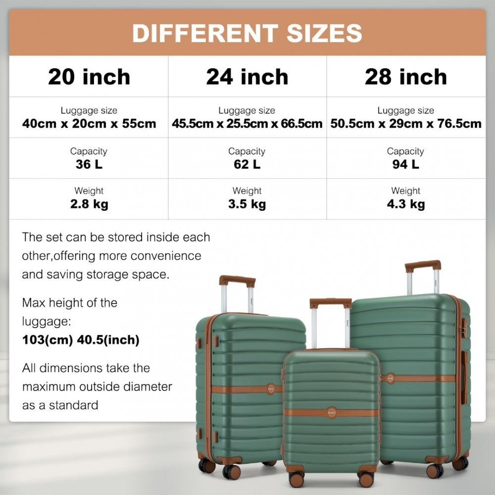 Kono Holiday Lightweight 4 Wheel Suitcase With TSA Lock