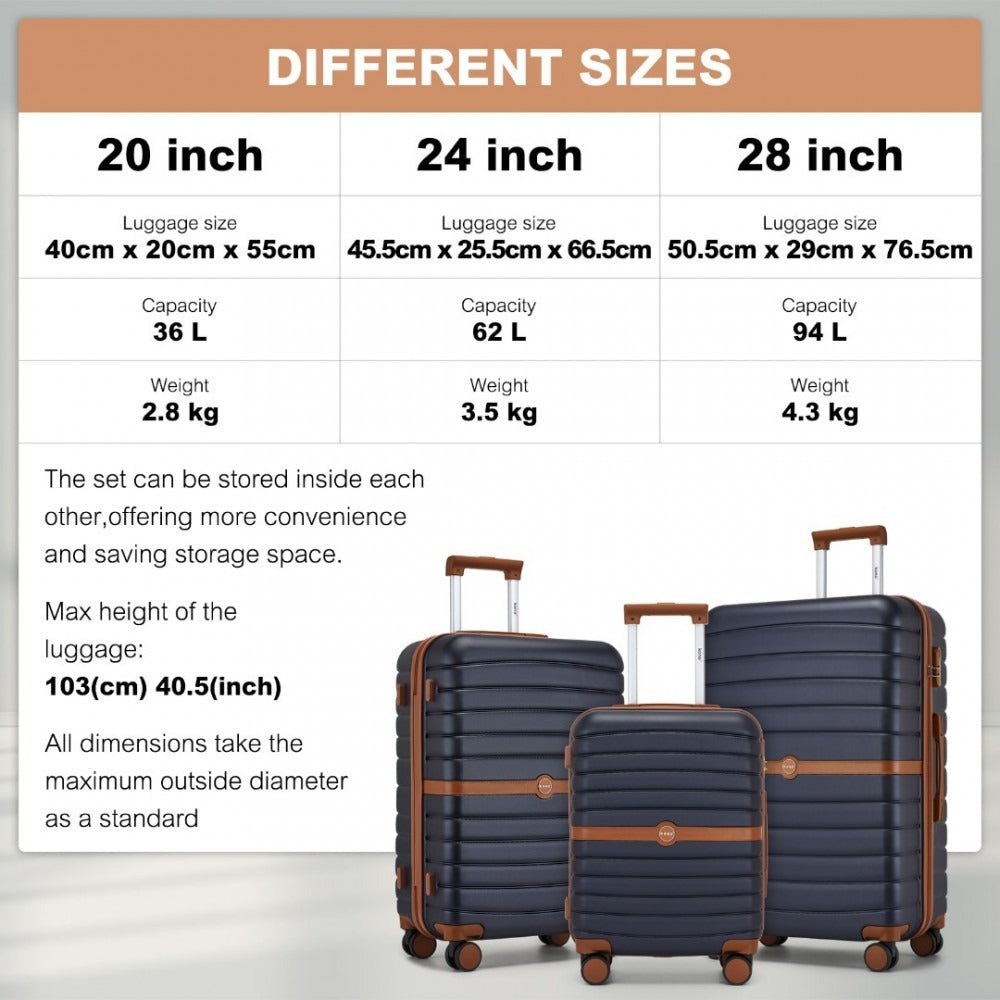 Kono Holiday Lightweight 4 Wheel Suitcase With TSA Lock