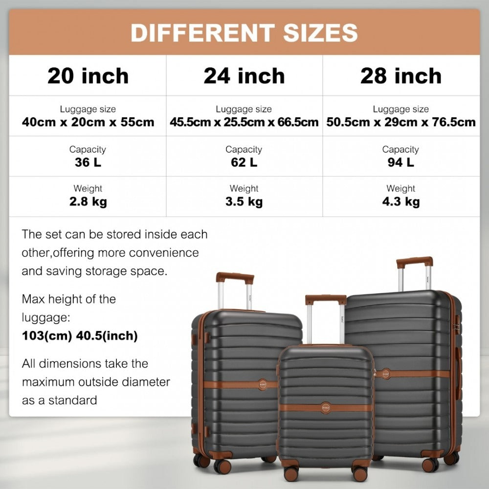 Kono Holiday Lightweight 4 Wheel Suitcase With TSA Lock