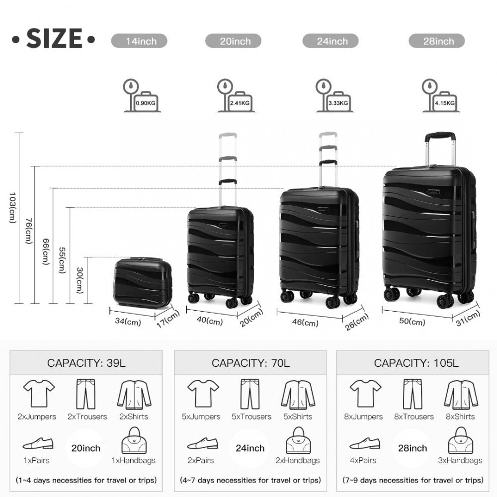 Kono Roamer Bright 4 Wheel Hard Shell Luggage With TSA Lock
