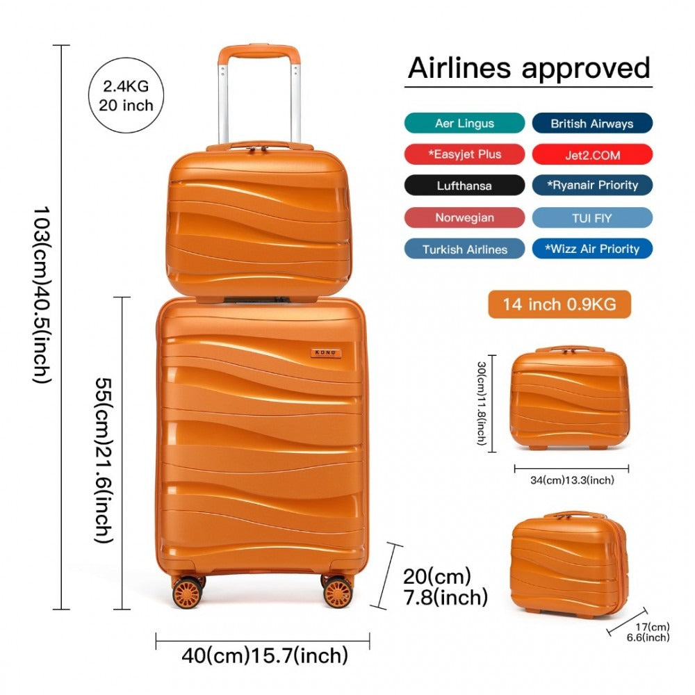 Kono Roamer Bright 4 Wheel Hard Shell Luggage With TSA Lock