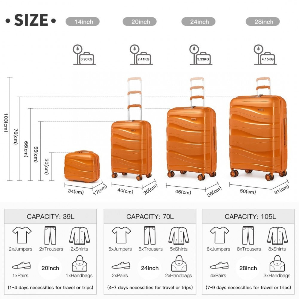 Kono Roamer Bright 4 Wheel Hard Shell Luggage With TSA Lock