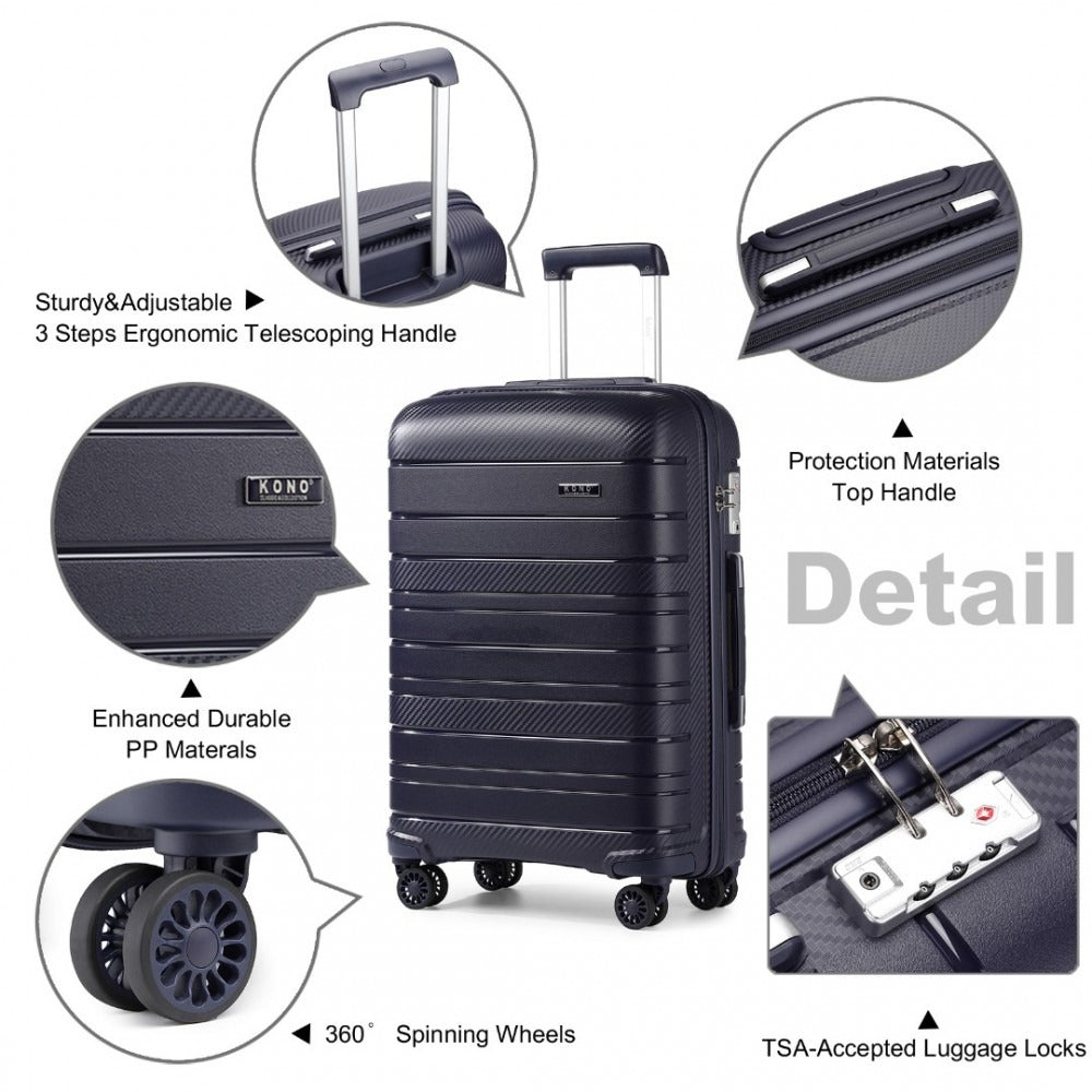 Kono Horizon 4 Wheel Hard Shell Suitcase with TSA Lock