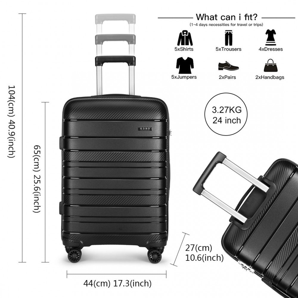 Kono Horizon 4 Wheel Hard Shell Suitcase with TSA Lock