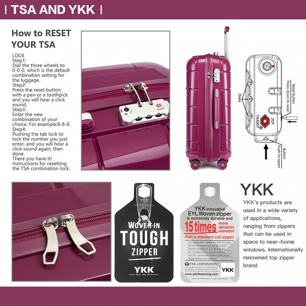 Kono K1997L Hard Shell Luggage With TSA Lock