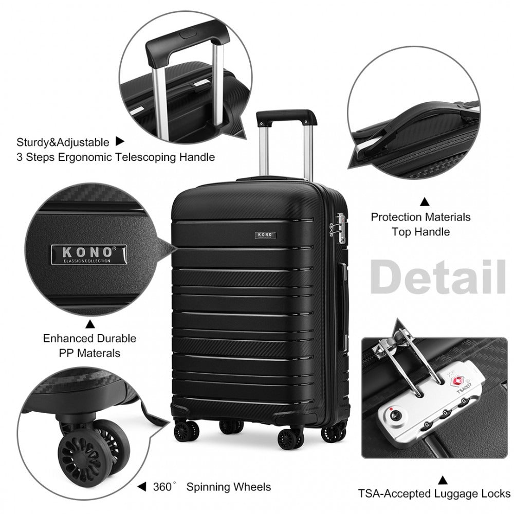 Kono Horizon 4 Wheel Hard Shell Suitcase with TSA Lock