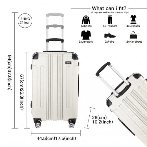 Kono K1777 Hard Shell Medium Suitcase - 24 Inch