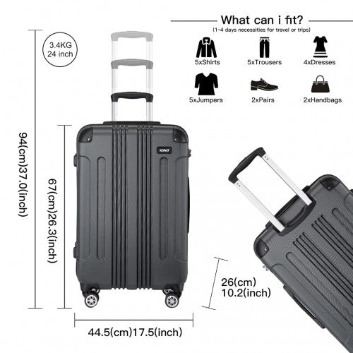 Kono K1777 Hard Shell Medium Suitcase - 24 Inch