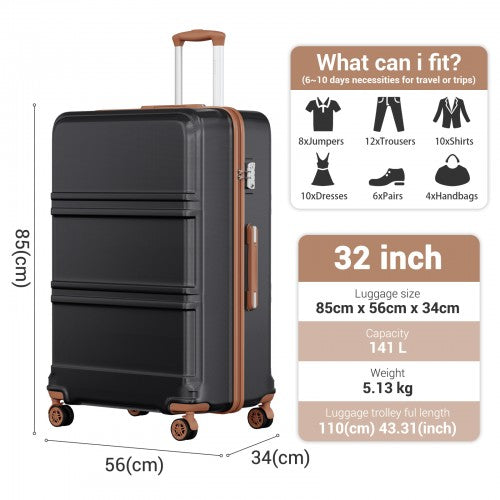 Kono K1871 Hard Shell Large Suitcase - 32 Inch