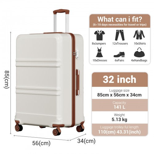Kono K1871 Hard Shell Large Suitcase - 32 Inch