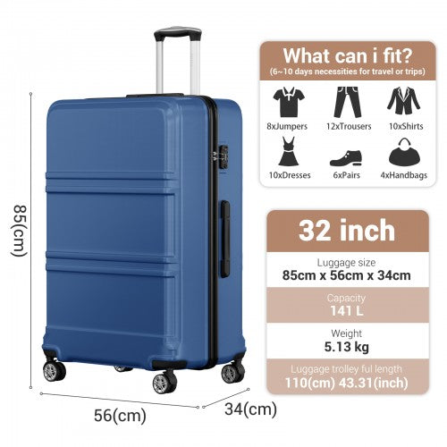 Kono K1871 Hard Shell Large Suitcase - 32 Inch