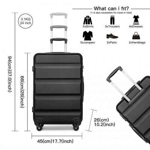 Kono K2191L Hard Shell 3 Piece Suitcase Set