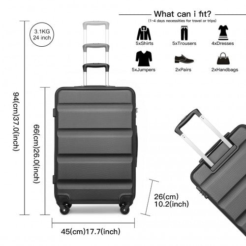 Kono K2191L Hard Shell Medium Suitcase - 24 Inch