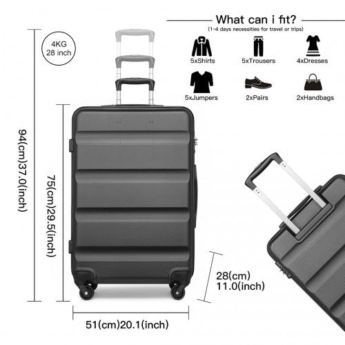 Kono K2191L Hard Shell 3 Piece Suitcase Set