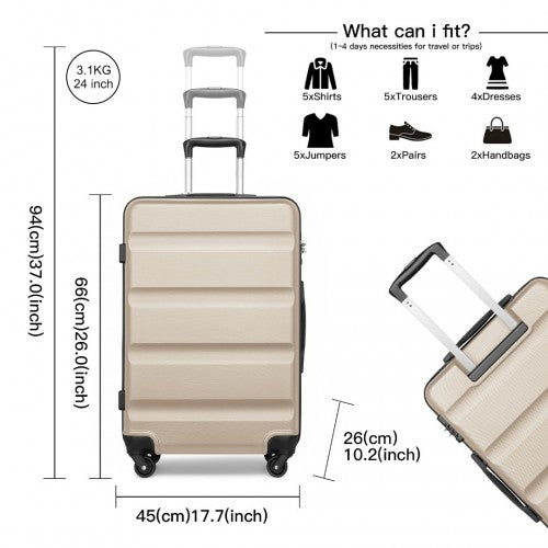 Kono K2191L Hard Shell Medium Suitcase - 24 Inch