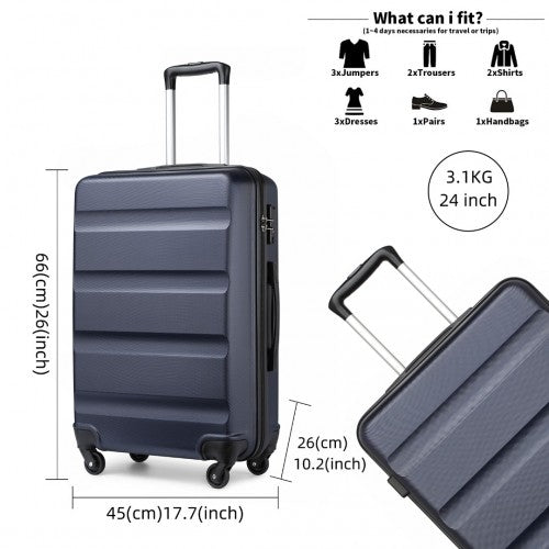 Kono K2191L Hard Shell Medium Suitcase - 24 Inch