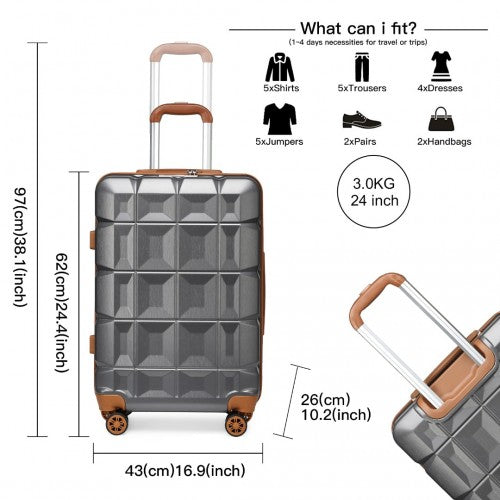 Kono K2292L Hard Shell Medium Suitcase - 24 Inch