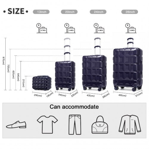 Kono K2292L Hard Shell 4 Piece Suitcase Set