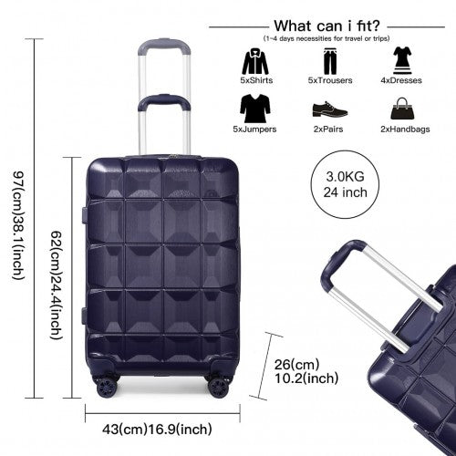 Kono K2292L Hard Shell Medium Suitcase - 24 Inch