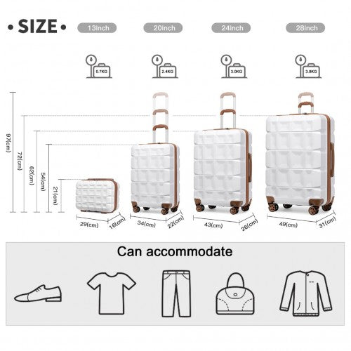 Kono K2292L Hard Shell 4 Piece Suitcase Set