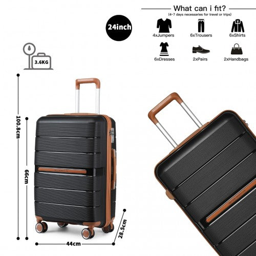 Kono K2392L Hard Shell Medium Suitcase - 24 Inch
