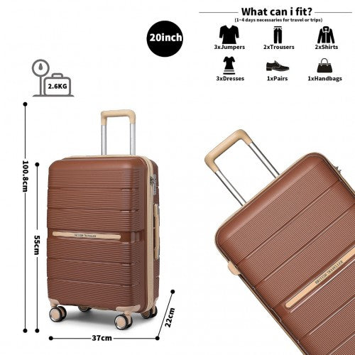 Kono K2392L Hard Shell Cabin Suitcase - 20 Inch