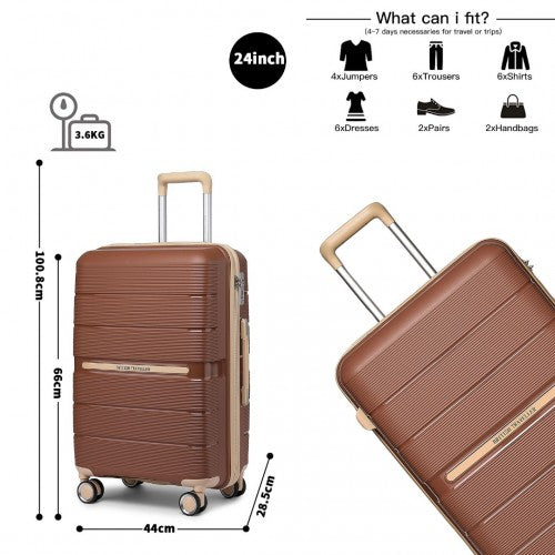 Kono K2392L Hard Shell Medium Suitcase - 24 Inch