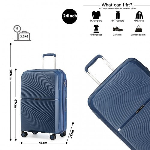 Kono K2393L Hard Shell Medium Suitcase - 24 Inch