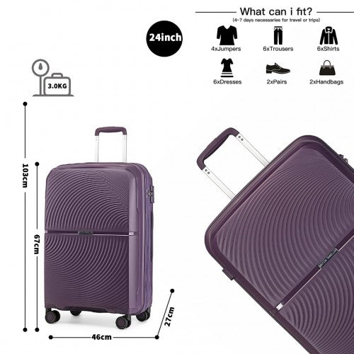 Kono K2393L Hard Shell Medium Suitcase - 24 Inch