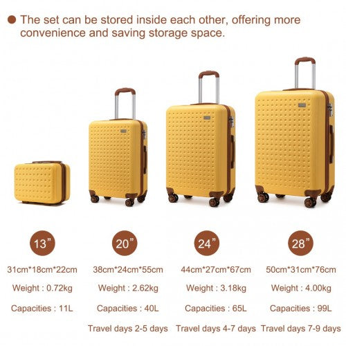 Kono K2394L Hard Shell 4 Piece Suitcase Set