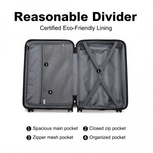 Kono K2395L Hard Shell Large Suitcase - 28 Inch