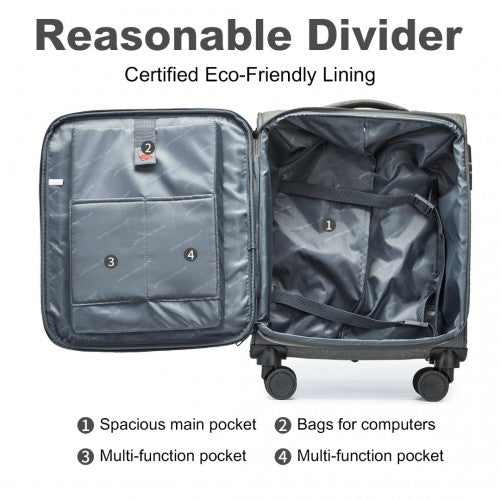 Kono K2397L Hard Shell Cabin Suitcase - 20 Inch