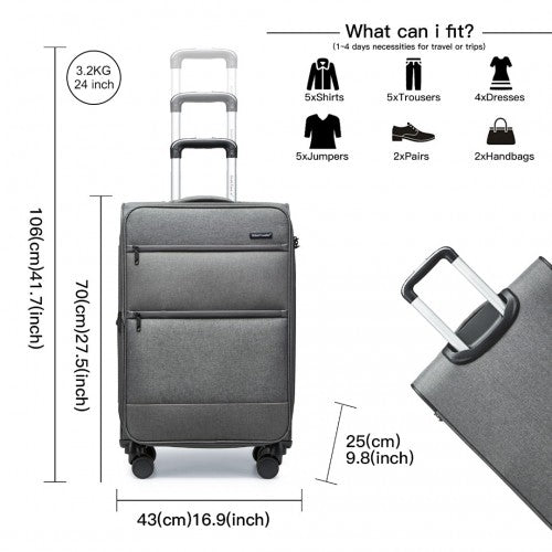 Kono K2397L Hard Shell Medium Suitcase - 24 Inch