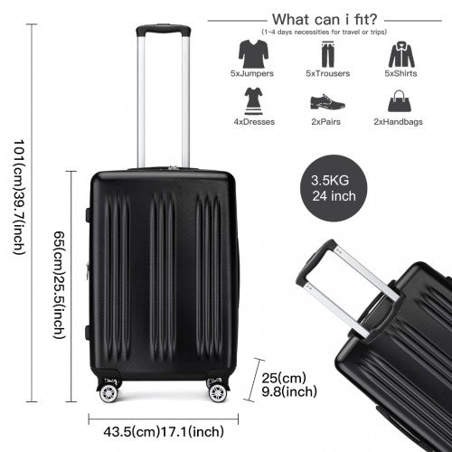 Kono KSK2483 Hard Shell Medium Suitcase - 24 Inch