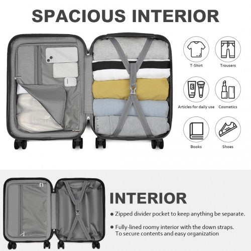 Kono KSK2485 Hard Shell Cabin Suitcase - 20 Inch