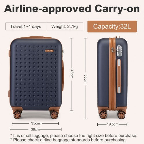 Kono KSK2486 Hard Shell Cabin Suitcase - 20 Inch