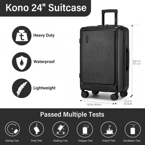 Kono KSK2493 Hard Shell Medium Suitcase - 24 Inch