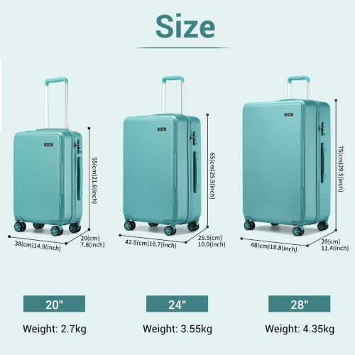 Kono KSK2494 Hard Shell 3 Piece Suitcase Set