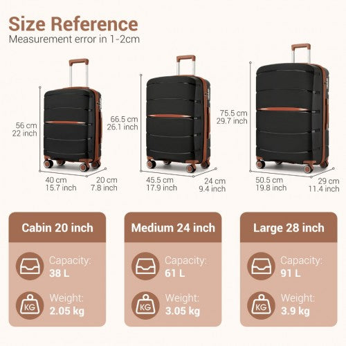 Kono KSK2591 Hard Shell Cabin Suitcase - 20 Inch