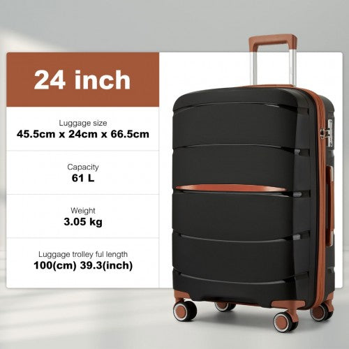 Kono KSK2591 Hard Shell Medium Suitcase - 24 Inch