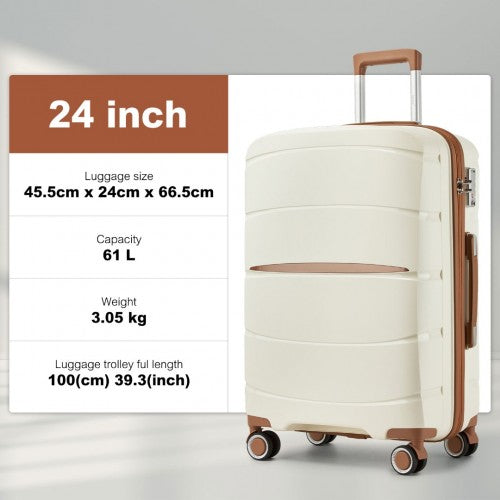 Kono KSK2591 Hard Shell Medium Suitcase - 24 Inch