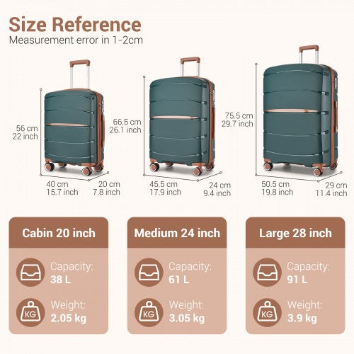Kono KSK2591 Hard Shell 3 Piece Suitcase Set
