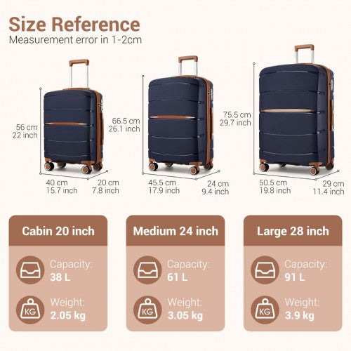 Kono KSK2591 Hard Shell Cabin Suitcase - 20 Inch